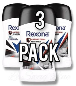3 PACK REXONA ANTIBACTERIAL + INVISIBLE DEODORANT STICK 45g c/u - Picture 1 of 5