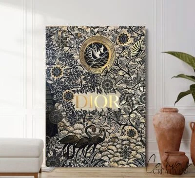 Cuadro en lienzo de decoración de arte de pared Dior de moda de diseñador - impresión enmarcada - papel para póster Foto 1 de 4