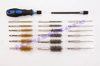 LIMPIADOR DE LIMPIEZA DE ORIFICIOS DE LÍNEA DE TUBERÍA INTERIOR RIFLE PISTOLA CAÑÓN PERSECUCIÓN HILO CEPILLO Foto 1 de 3