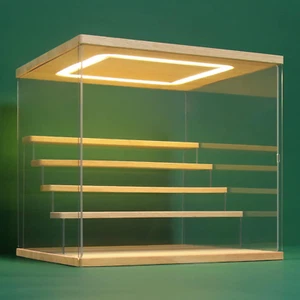 Clear Acrylic Display Case Stand LED Light 2/3/4/5/6 Tier Storage Box Showcase - Picture 1 of 7