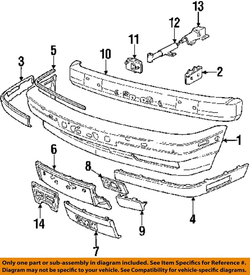 BMW OEM 89-95 525i Front Bumper Bumper Components-Cover 51111978089 - Image 1 of 1