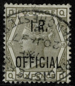 1882 SGO4 I.R. OFFICIAL 6d Grey Pl 18 QD Fine Used Cat. £140.00 - Picture 1 of 1