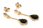 9ct Gold Black Onyx Teardrop earrings Gift Boxed Made in UK