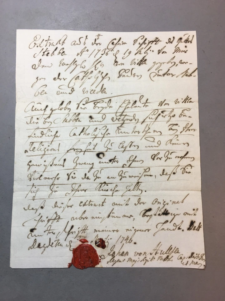 JESUIT ANTIQUE MANUSCRIPT ANCIENT DOCUMENT WITH STAMP 1736 YEAR - Image 1 of 4