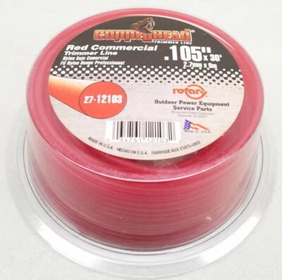 12103 Rotary Red Nylon Round Commercial Trimmer Line .105"x30' Loop  - Image 1 of 3