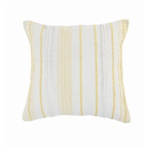 HomeRoots 516781 20 x 20 in. Striped Cotton Zippered Pillow Yellow & White - Picture 1 of 1