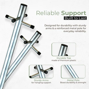 Heavy-Duty Galvanized Washing Line Post Pole with Socket & 60m Rope for Outdoors - Picture 1 of 25