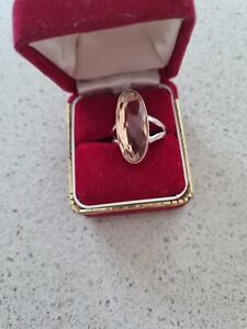 Sterling Silver Ring ,with large morganite gemstone ring is size Q