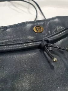 Vintage Etienne Aigner Navy Leather Bag Crossbody Shoulder Clutch Purse - Picture 1 of 13