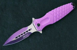 Pink Pocket Knife Spear Point Sharp Poke Ladies Self Defence Spring Assist Girls - Picture 1 of 5