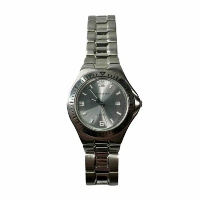 Хромированные мужские часы Azzaro серебристые дата окно круглый циферблат новый аккумулятор 7,25 дюйма - Изображение 1 из 4