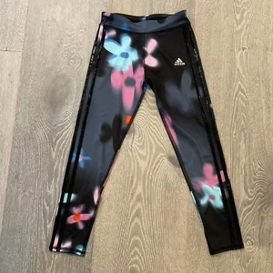 Adidas Aeroready Niños Talla Pequeña Leggings Pantalones Flores Borrosas Tres Rayas - Imagen 1 de 3