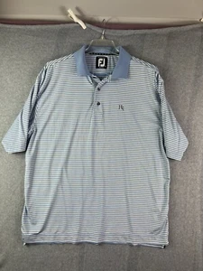 Footjoy Polo Shirt Mens XL Blue White Prodry Lisle Golf Performance Stretch PGA - Picture 1 of 8