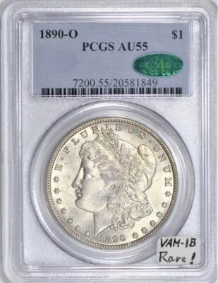 1890-O Morgan Dollar PCGS & CAC AU-55 VAM-1B Die Clash With VAMSeal Label, Rare! - Image 1 of 4