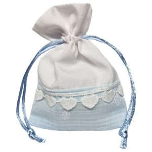 12 pz sacchetto pizzo boy portaconfetti celeste h.11 cm bomboniera nascita batte - Foto 1 di 1