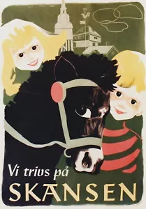 Original vintage poster SKANSEN ZOO ANIMALS KIDS 1947 - Picture 1 of 1