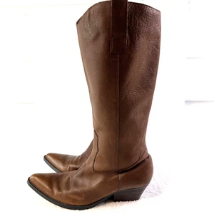 Stivali da cowboy marroni Jillian Jones in pelle taglia 7,5 stile pietra gialla - Foto 1 di 9