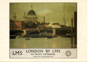 ST. PAULS CATHEDRAL LONDON BY L.M.S RAILWAY ARTIST NORMAN WILKINSON POSTCARD EXC