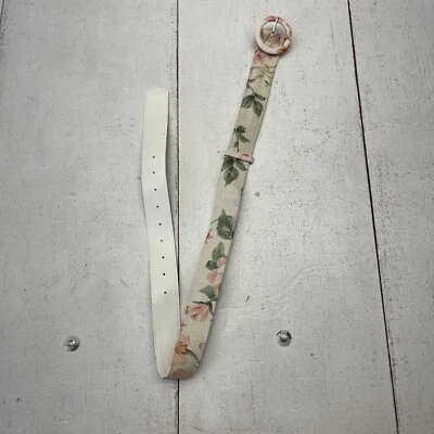 Cinturón con hebilla circular estampado floral blanco para mujer talla 39" NUEVO Foto 1 de 4