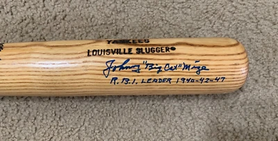 Johnny "Big Cat" Mize Signed Louisville Slugger Yankees Baseball Bat, RBI Leader - Image 1 of 4