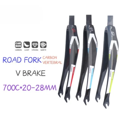 Horquilla rígida para bicicleta de carretera de fibra de carbono 700C * 20-28 mm 28,6 mm V freno horquilla delantera Foto 1 de 4