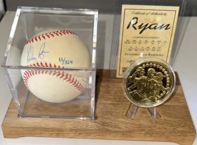 NOLAN RYAN Highland Mint Autographed Baseball & Gold overlay coin set #13 of 324 - Image 1 of 4