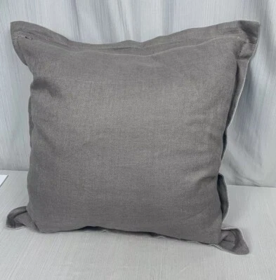 Almohada decorativa Pottery Barn tejido cepillado gris claro 20" x 20", 100 % lino Foto 1 de 4
