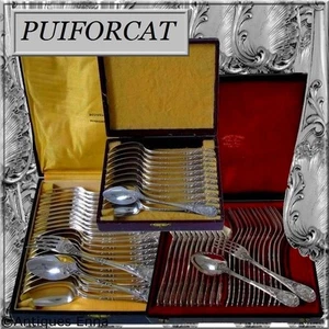 Fabuloso juego de cubiertos francés de plata de ley Puiforcat 60 piezas con cajas - Imagen 1 de 12