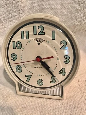 AcuRite Vintage MCM Style  Wind Up Alarm Clock 4.5”x4” VGUC - Image 1 of 4