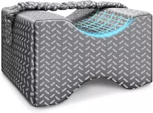 Memory Foam Knee Leg Pillow for Side Sleepers Knee & Hip Pain Relief with Strap - Picture 1 of 12
