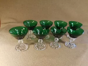 8 Anchor Hocking Forest Green Boopie Burple 4.75" Sherbet Champage Glass Goblet - Picture 1 of 6