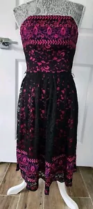 Betsy Johnson PARTY Dress Lace With Pink Purple And Black Lace Sz 2 Pink Lining - Picture 1 of 8