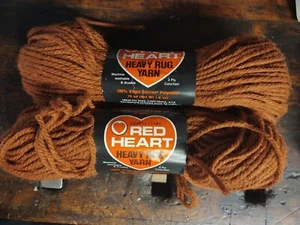 Vintage NEW NOS Red Heart Heavy Rug Yarn-Polyester 3 Skeins SPICE "brown" - Picture 1 of 2
