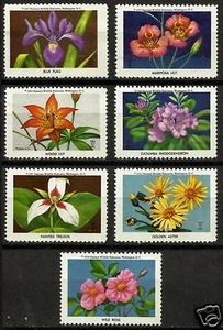 NATIONAL WILDLIFE FEDERATION STAMPS, WILD NORTH AMERICAN FLOWERS, MNH SET - Picture 1 of 1