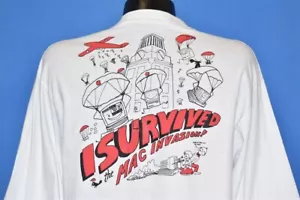 vtg 90s I SURVIVED MAC INVASION COMPUTER INSTALLATION UNIVERSITY TEXAS t-shirt L - Picture 1 of 3