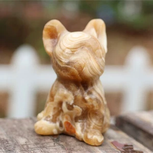 2.3"" Calcita Natural Perro Reiki Cristal Calavera Decoración Cristal Curar Regalo 1 pieza - Imagen 1 de 16