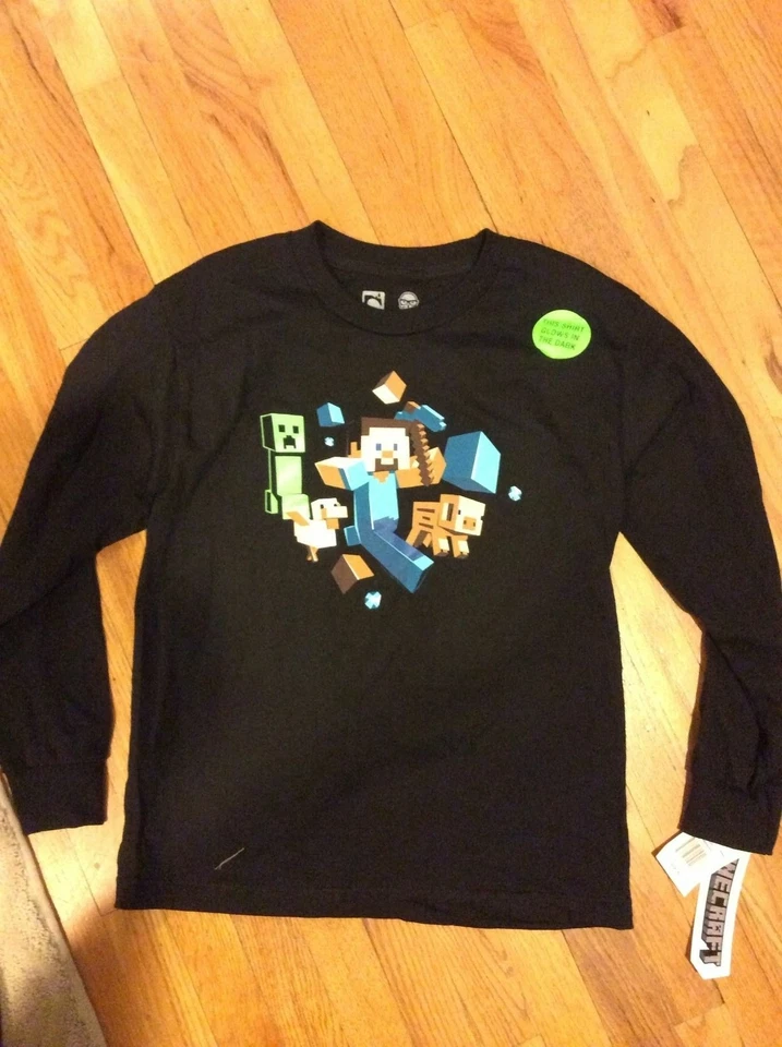 NUEVA CAMISA DE MANGA LARGA MINECRAFT ULTIMATE STEVE JUVENIL TALLA X-GRANDE NEGRA Foto 1 de 1