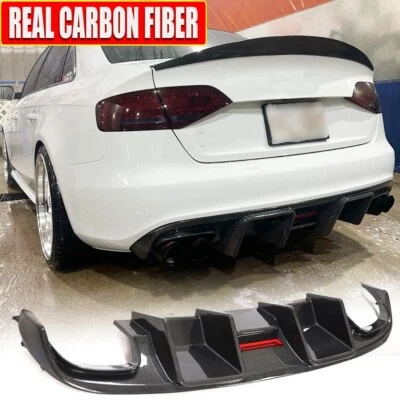 Подходит для Audi S4 B8 2008-2012 НАСТОЯЩИЙ КАРБОНОВЫЙ диффузор заднего бампера с прожектором ОБВЕС - Изображение 1 из 4