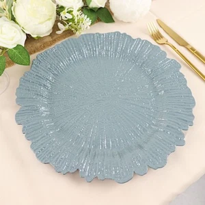24 DUSTY BLUE 13" Round Textured Charger Plates Wedding Dinner Decorations Home - Picture 1 of 7
