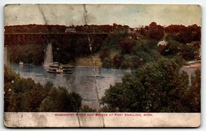 Postcard Mississippi River & Bridge at Fort Snelling Minnesota MN UNP - Picture 1 of 2