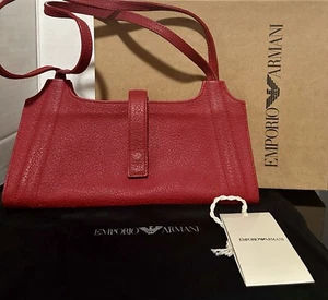 Emporio Armani Calfskin Leather Handbag Red With Box & Dust Bag - Picture 1 of 10