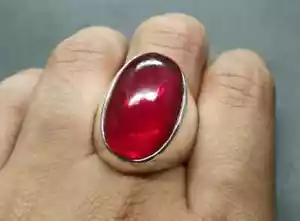 Natürlich Cabochon Rubin 925 Sterlingsilber Astrologische Rashi Ratna Ring Für - Bild 1 von 6