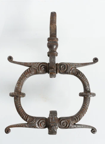 1600s Antique German forged wrought iron Door Knocker 6.5" H ring, architectural Cover