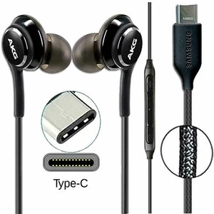 GENUINE SAMSUNG GALAXY NOTE 10 NOTE 20 AKG EARPHONES USB C TYPE C BLACK - Picture 1 of 3