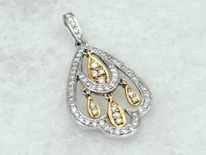 Vintage georgianischer Stil 14k bicolor Weißgold Diamant Kronleuchter Hänger Anhänger - Bild 1 von 4