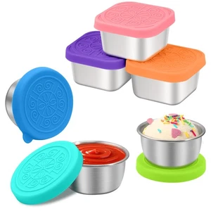 6PCS Salad Dressing Container to Go, Leakproof Reusable Stainless Steel small... - Picture 1 of 8