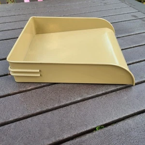 tan Globe Wernicke GW Systems Steel Paper Tray Desk Organizer file Mid Century - Picture 1 of 4