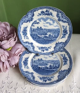 6 PLATOS DE TÉ/LATERALES AZULES ANTIGUOS CASTILLOS BRITÁNICOS 7" CIUDAD DE EXETER ~ JOHNSON BROS 1930 - Imagen 1 de 8