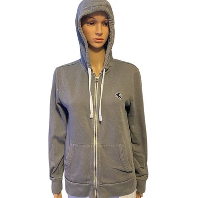 VINTAGE Y2K Express Gray Fleece Hoodie FULLZIP Jacket SMALL Unisex Outdoor Logo - Image 1 of 4