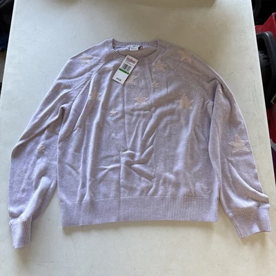NWT New Vineyard Vines Girls Purple Star Crewneck Sweater Size L Super Soft! - Image 1 of 4